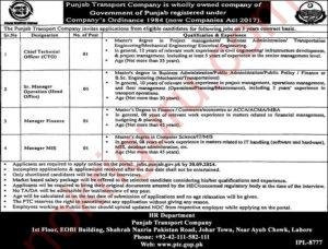 Punjab Transport Company Jobs September 2024 Official Advertisement